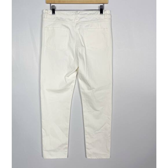 J McLaughlin Size 8 Cream Cotton Stretch Straight Leg Denim Jeans Off White - Picture 2 of 9